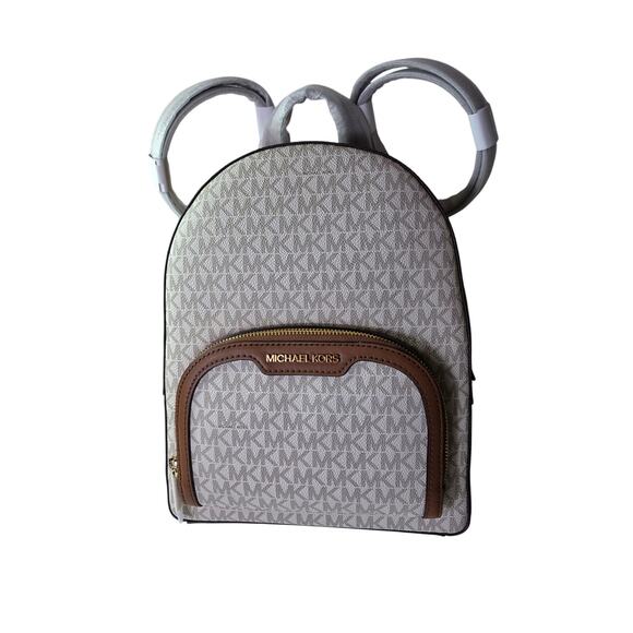 MICHAEL KORS Medium NEW Jaycee Logo Print Bookbag  Backpack Vanilla Brown NWT - Picture 1 of 16